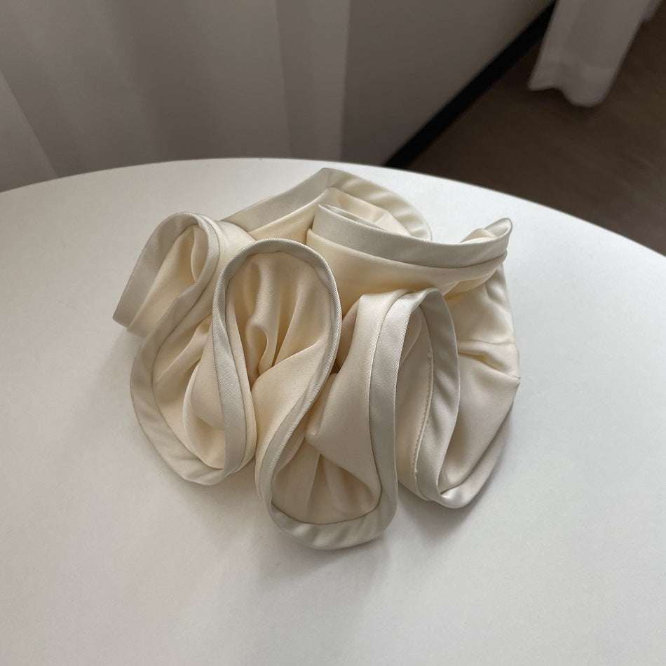 French Retro Wooden Ear Satin Large Intestine Hair Ring For Women