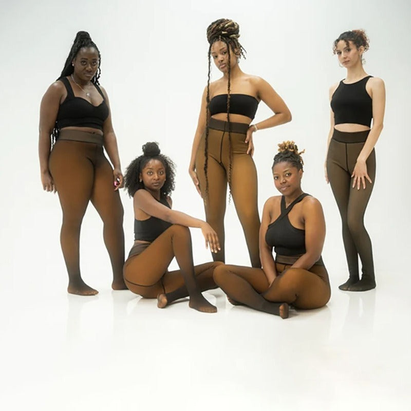 Women's Fall And Winter Outer Wear Plus Size Fake Transparent Black See-through Leggings