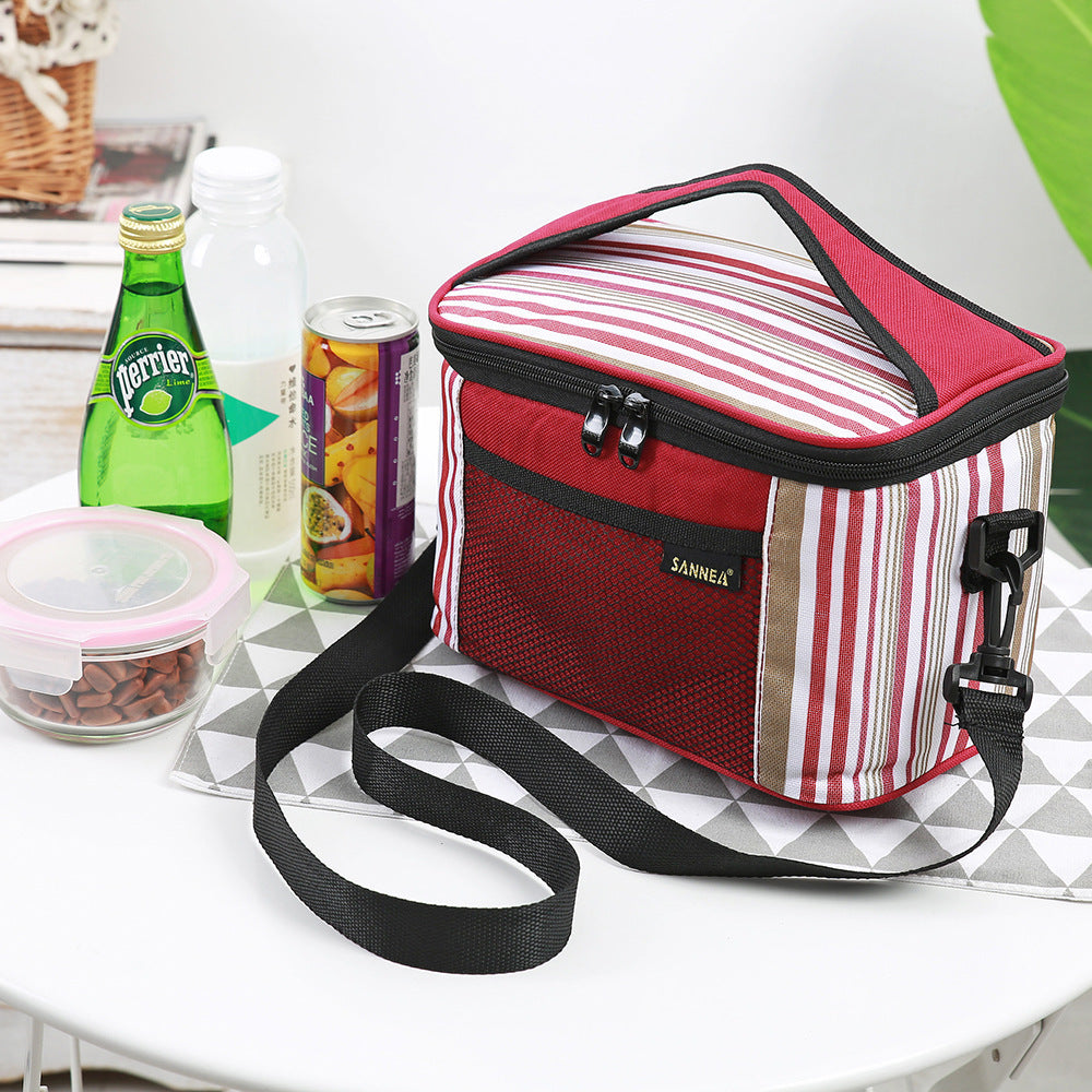 New Striped Hand-carrying Oxford Fabric Cooler Bag Thermal Bag