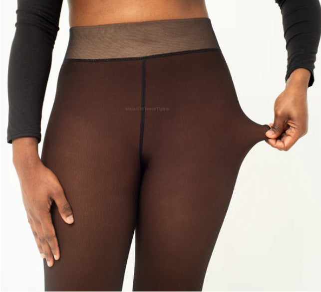 Women's Fall And Winter Outer Wear Plus Size Fake Transparent Black See-through Leggings