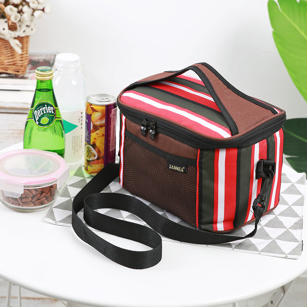 New Striped Hand-carrying Oxford Fabric Cooler Bag Thermal Bag